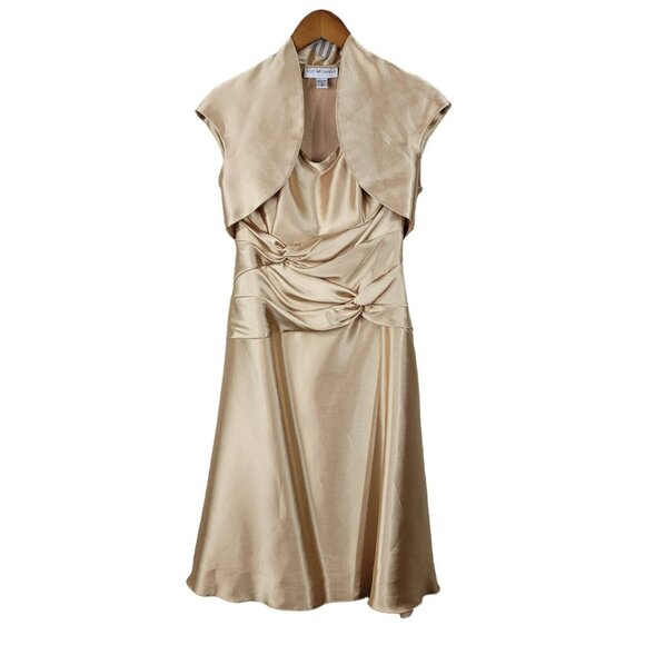 Scott McClintock Evening Dress Jacket size 8 Mother Of Bride Grooom Gold Satin - Picture 3 of 7